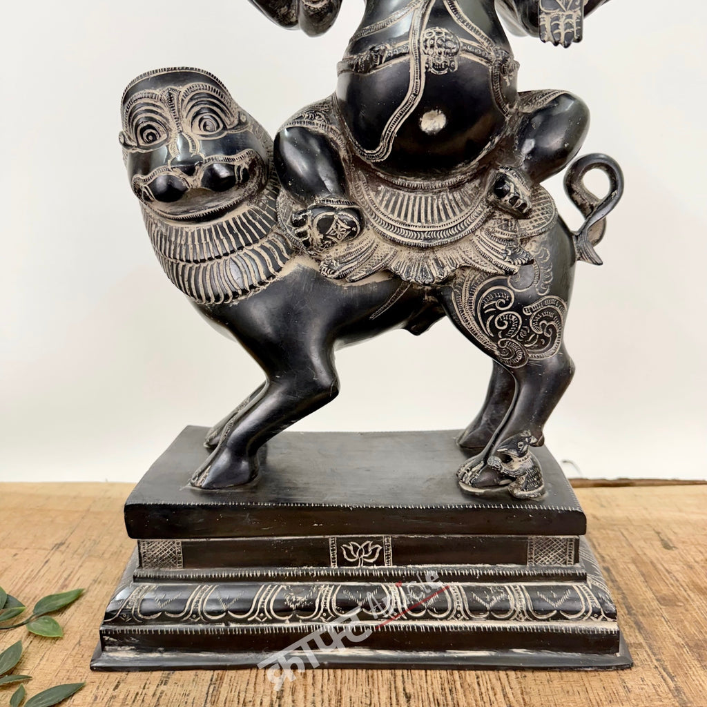 Brass Panchmukhi Ganesha Seated on Lion