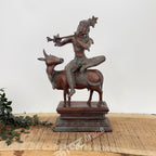 Brass Lord Krishna Seated on Cow