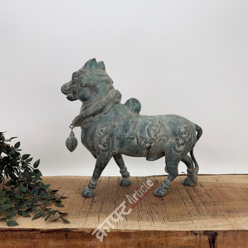 Brass Standing Nandi Sculpture