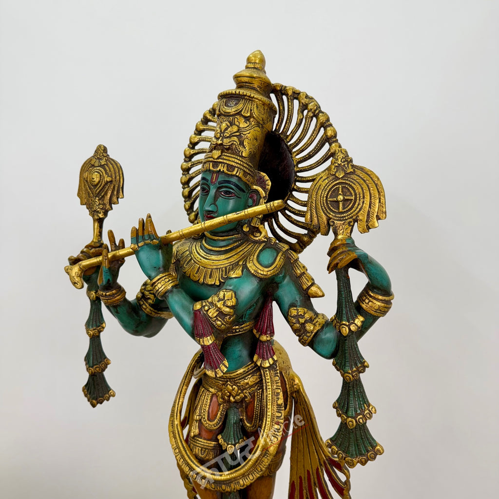 Brass Color Lord Krishna Statue