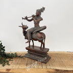 Brass Lord Krishna Seated on Cow
