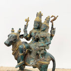 Brass Shiva Parvati Sitting on Nandi for Home Decor