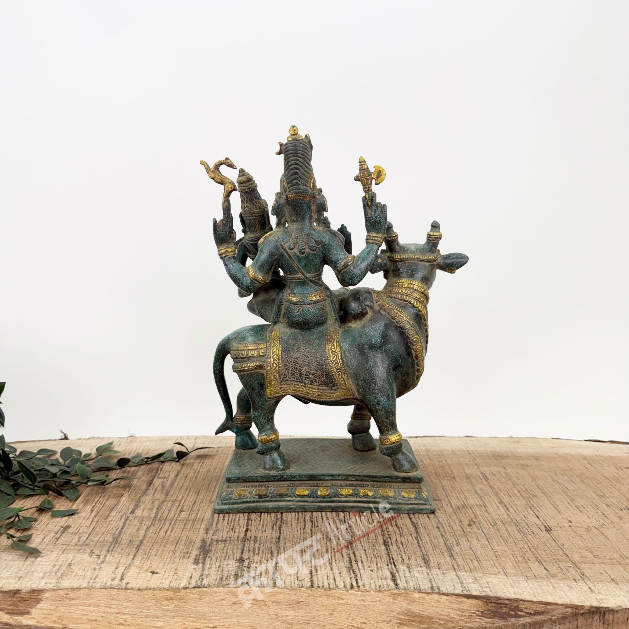 Brass Shiva Parvati Sitting on Nandi for Home Decor