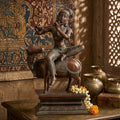 Brass Lord Krishna Seated on Cow