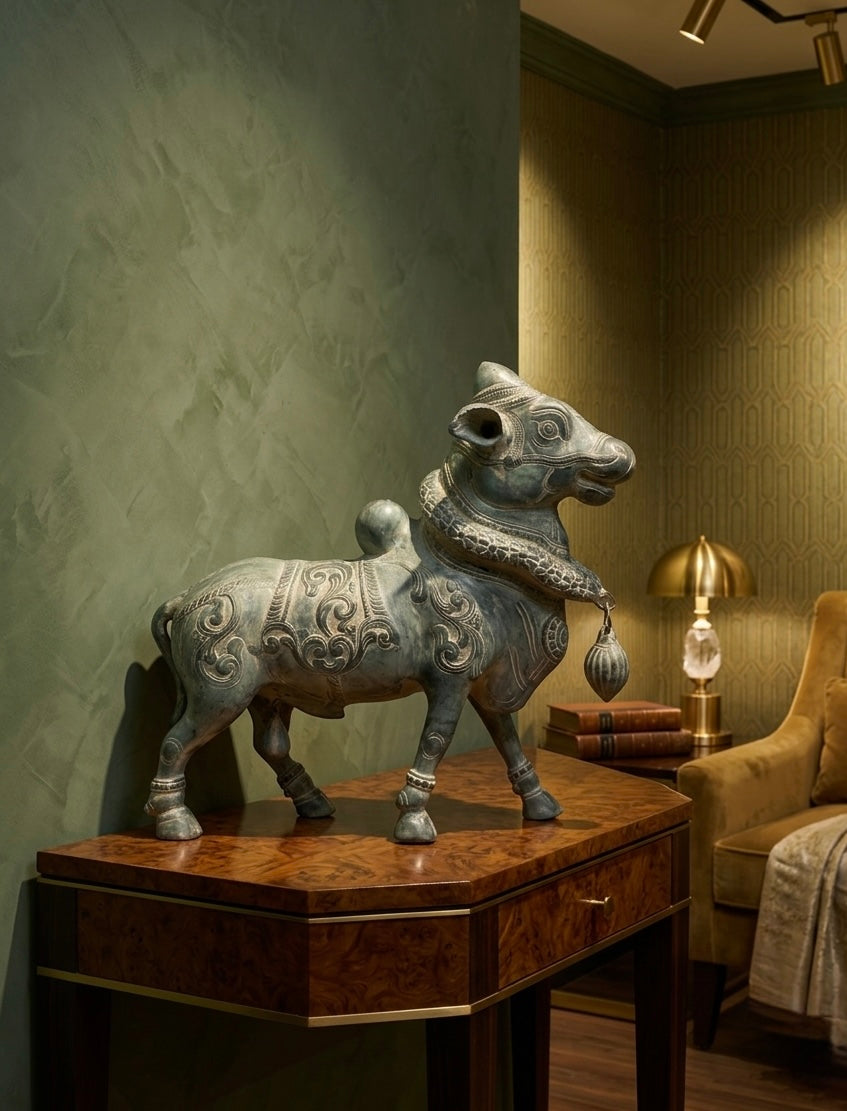 Brass Standing Nandi Sculpture