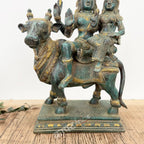 Brass Shiva Parvati Sitting on Nandi for Home Decor