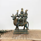 Brass Shiva Parvati Sitting on Nandi for Home Decor
