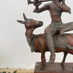 Brass Lord Krishna Seated on Cow