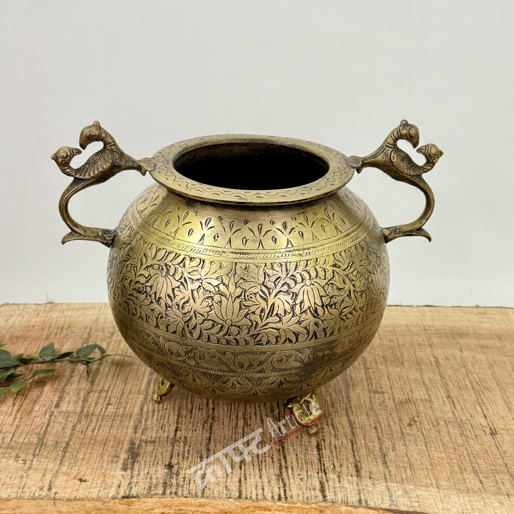 Exquisitely Brass Handcrafted Brass Carved Flower Vase