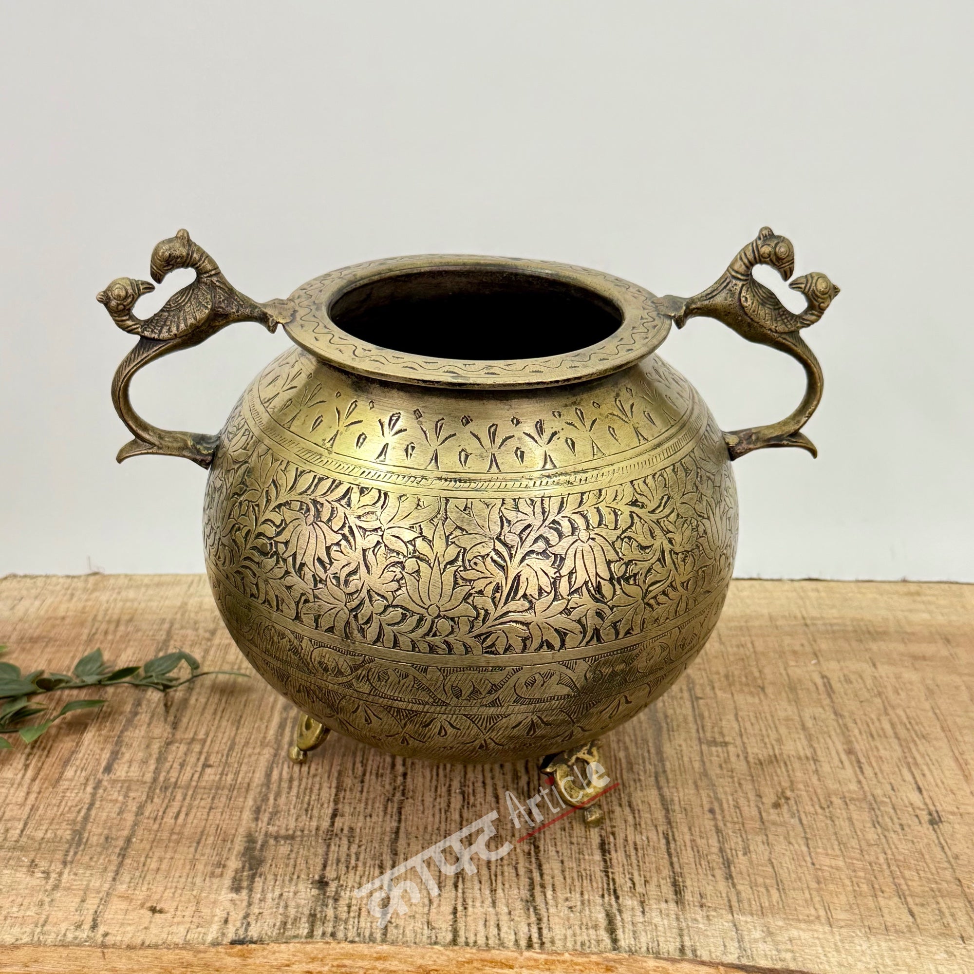 Exquisitely Brass Handcrafted Brass Carved Flower Vase