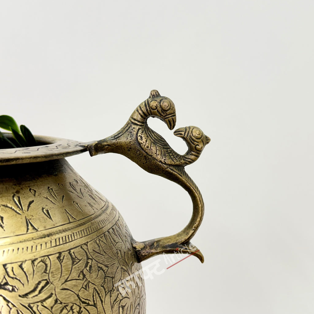 Exquisitely Brass Handcrafted Brass Carved Flower Vase