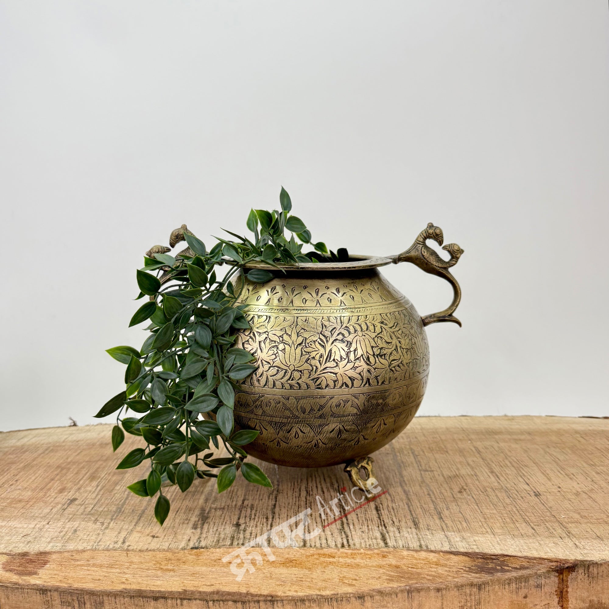Exquisitely Brass Handcrafted Brass Carved Flower Vase
