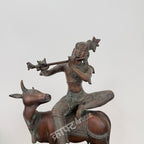 Brass Lord Krishna Seated on Cow