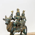 Brass Shiva Parvati Sitting on Nandi for Home Decor