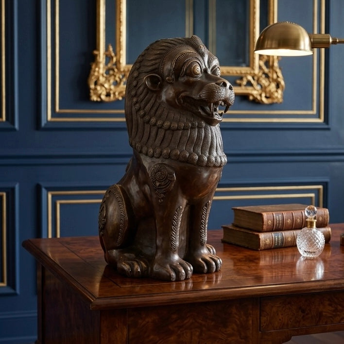 Brass Tibetan Lion for Home Decor