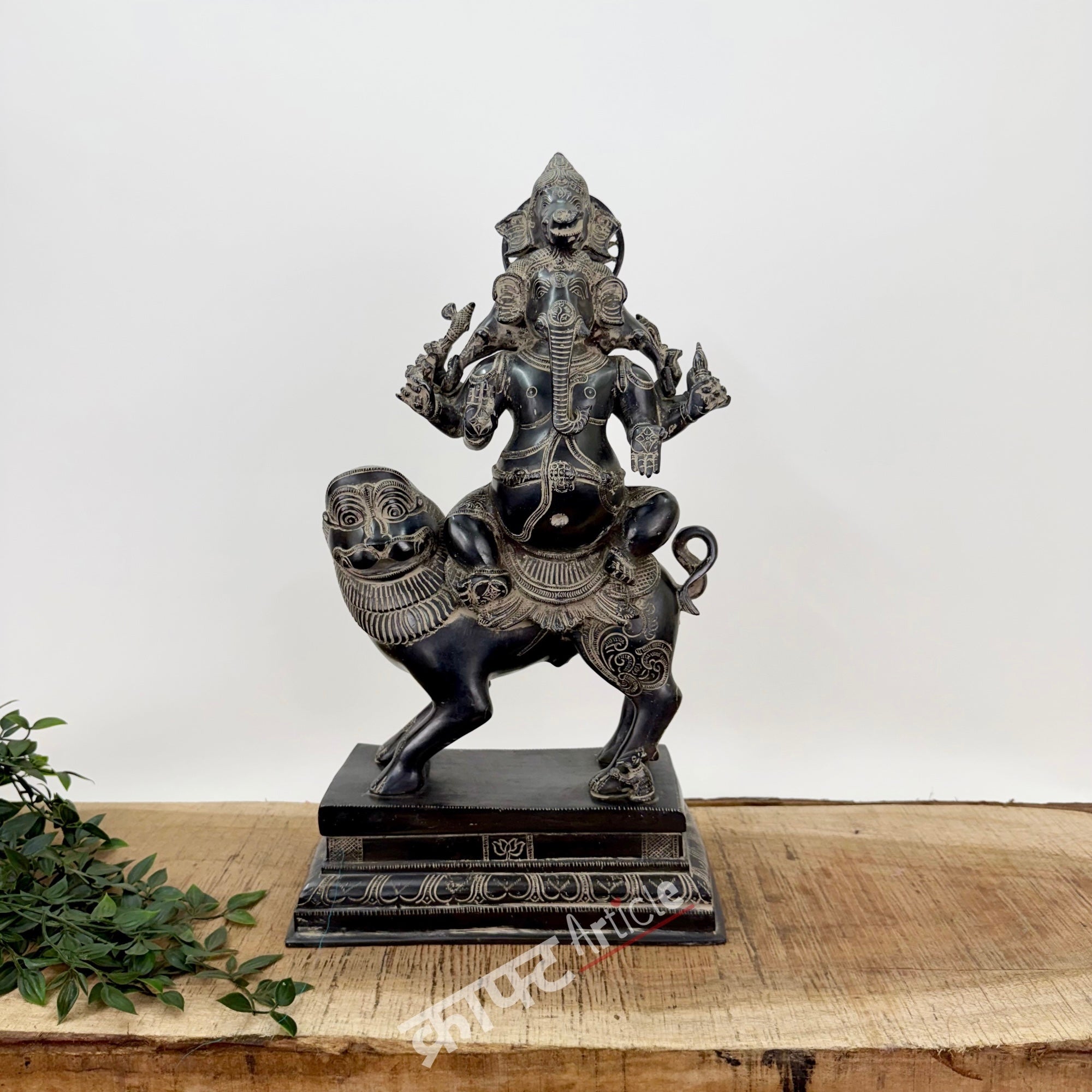 Brass Panchmukhi Ganesha Seated on Lion