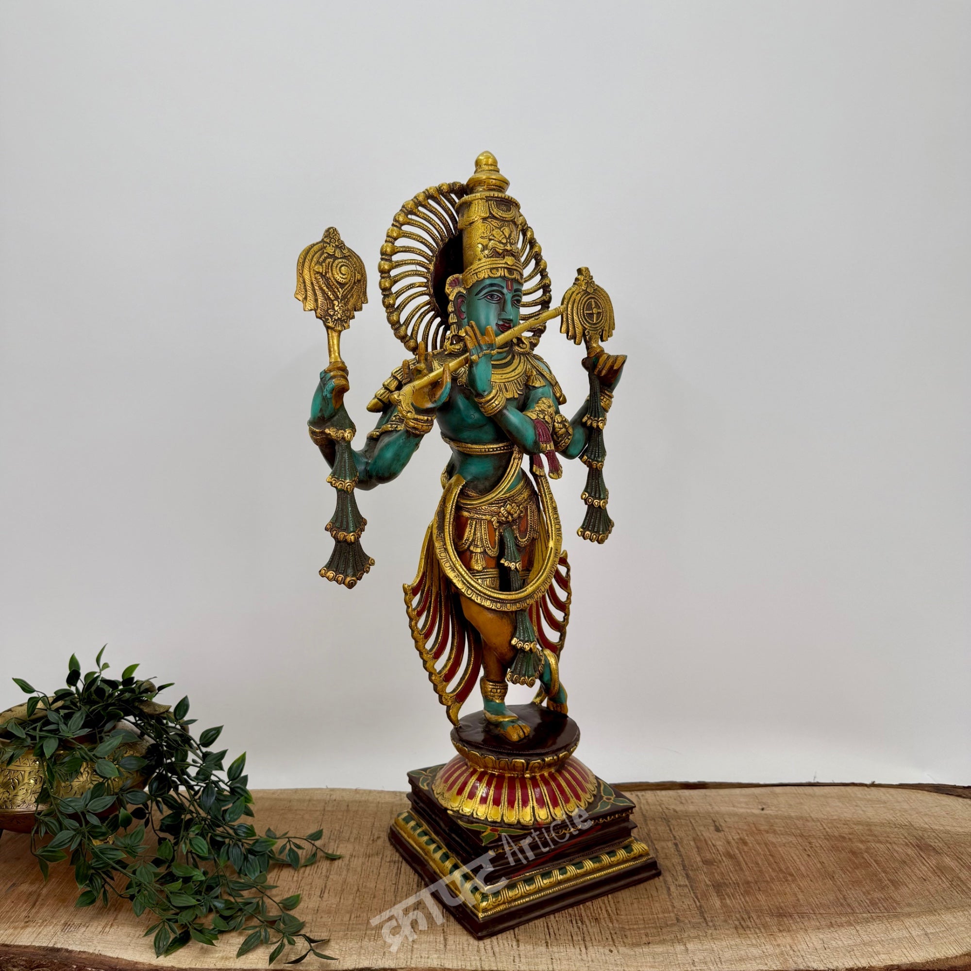 Brass Color Lord Krishna Statue