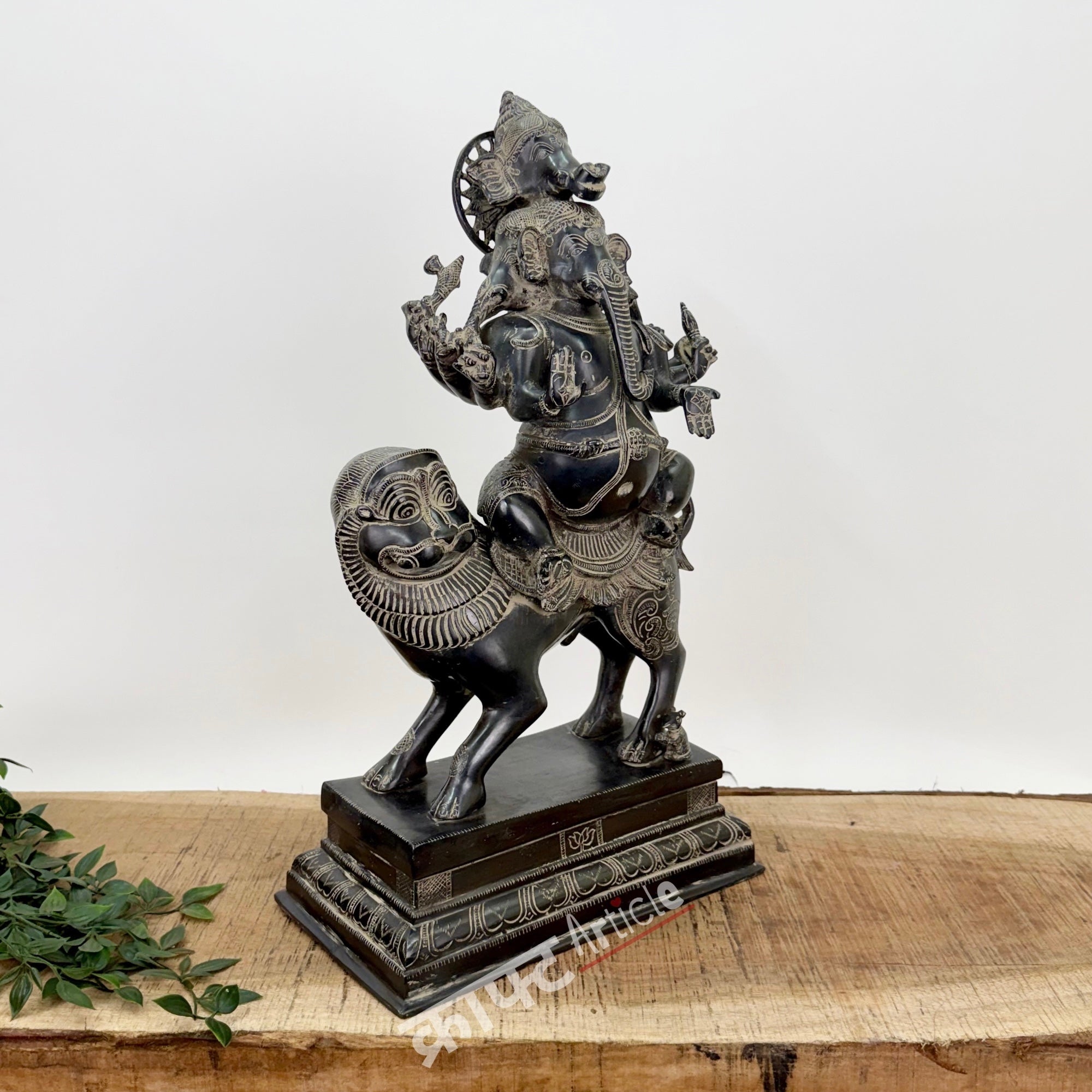 Brass Panchmukhi Ganesha Seated on Lion