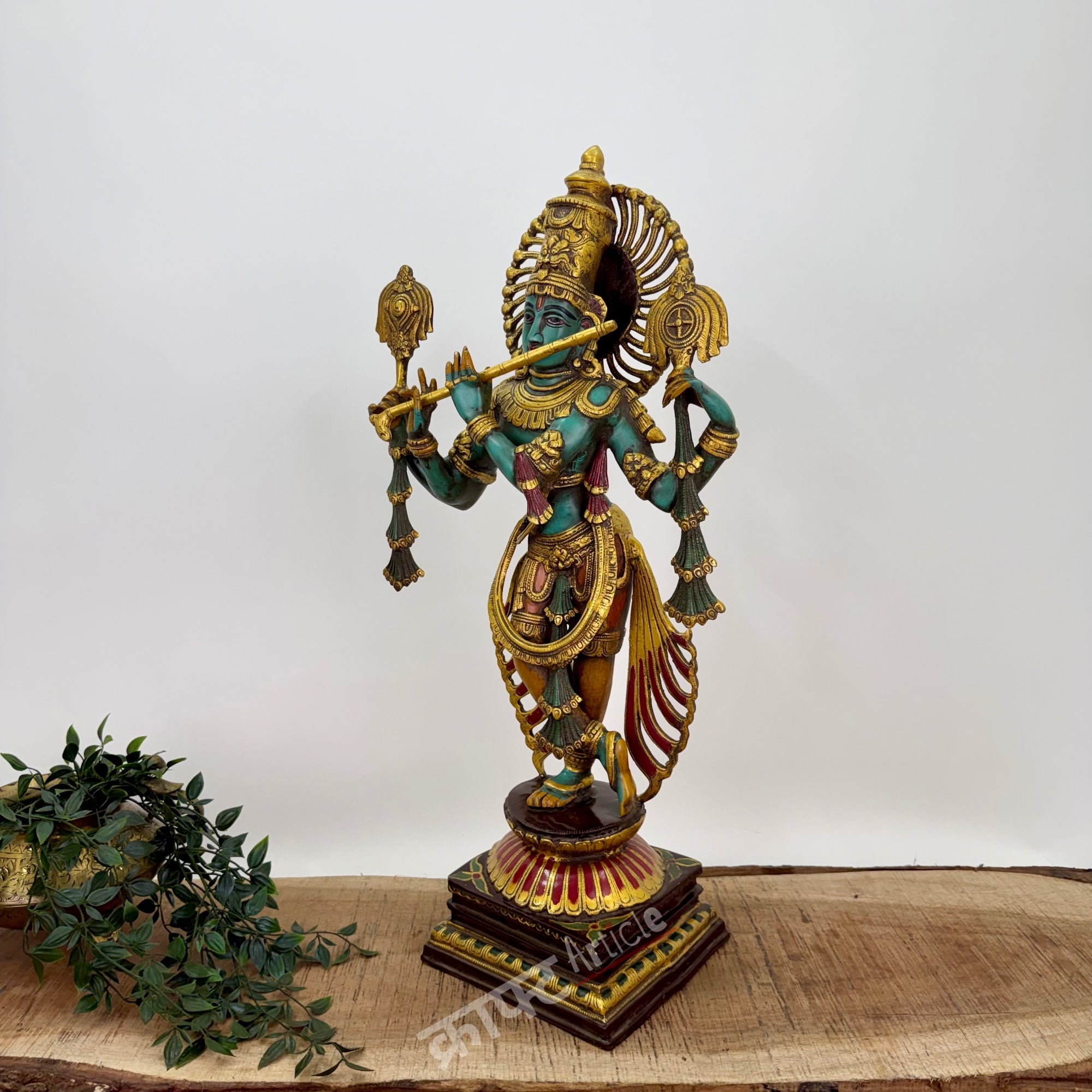Brass Color Lord Krishna Statue