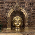 Brass Gauri Head Displayed with a Traditional Prabhavali (as a pair)