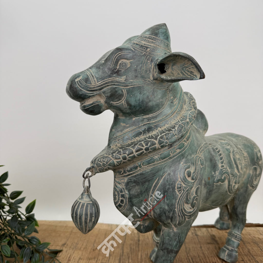 Brass Standing Nandi Sculpture