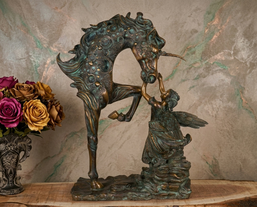 Exploring Decorative Brass Angel & Horse Sculpture
