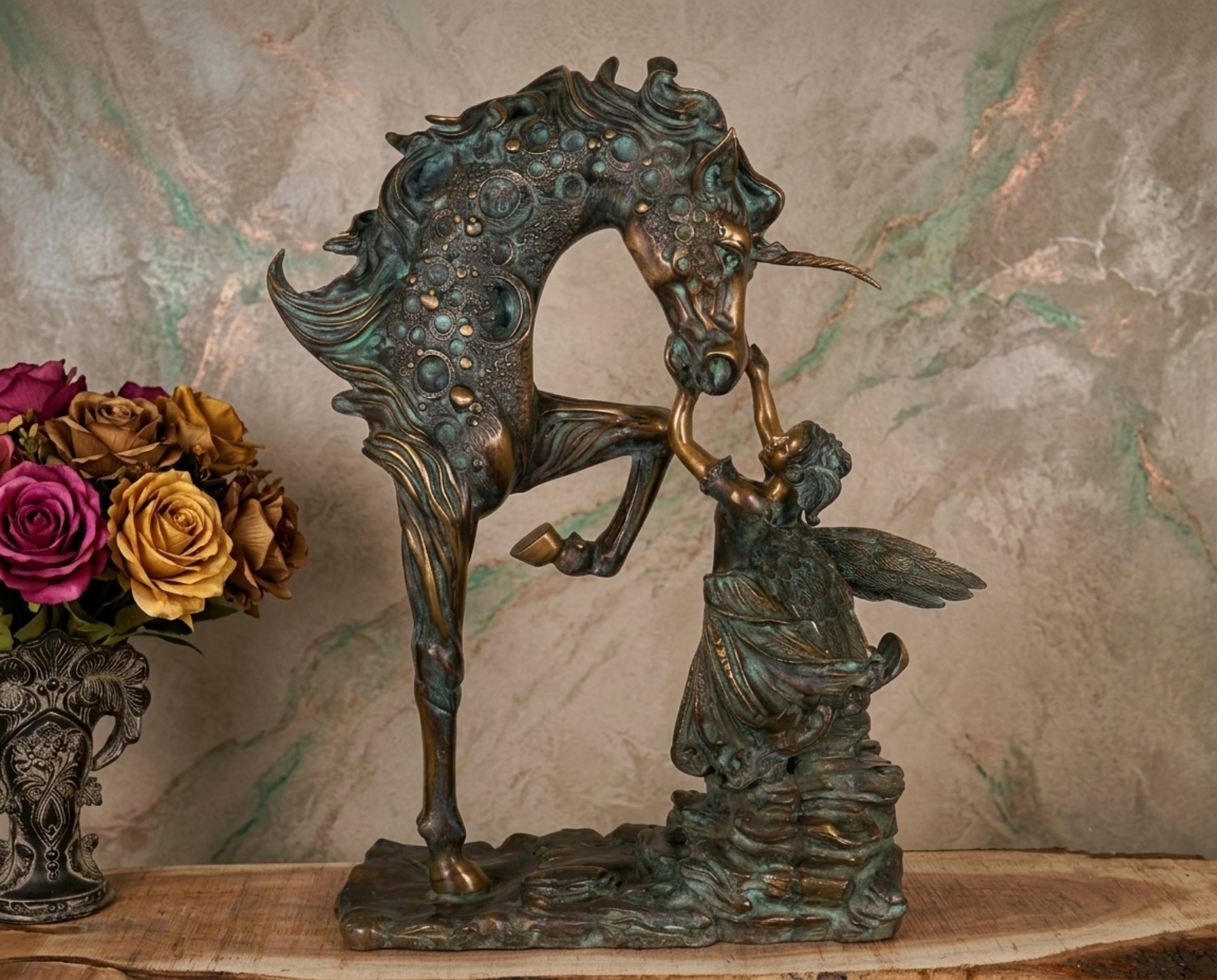 Exploring Decorative Brass Angel & Horse Sculpture