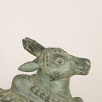 Brass Nandi Statue Vintage Green Finish