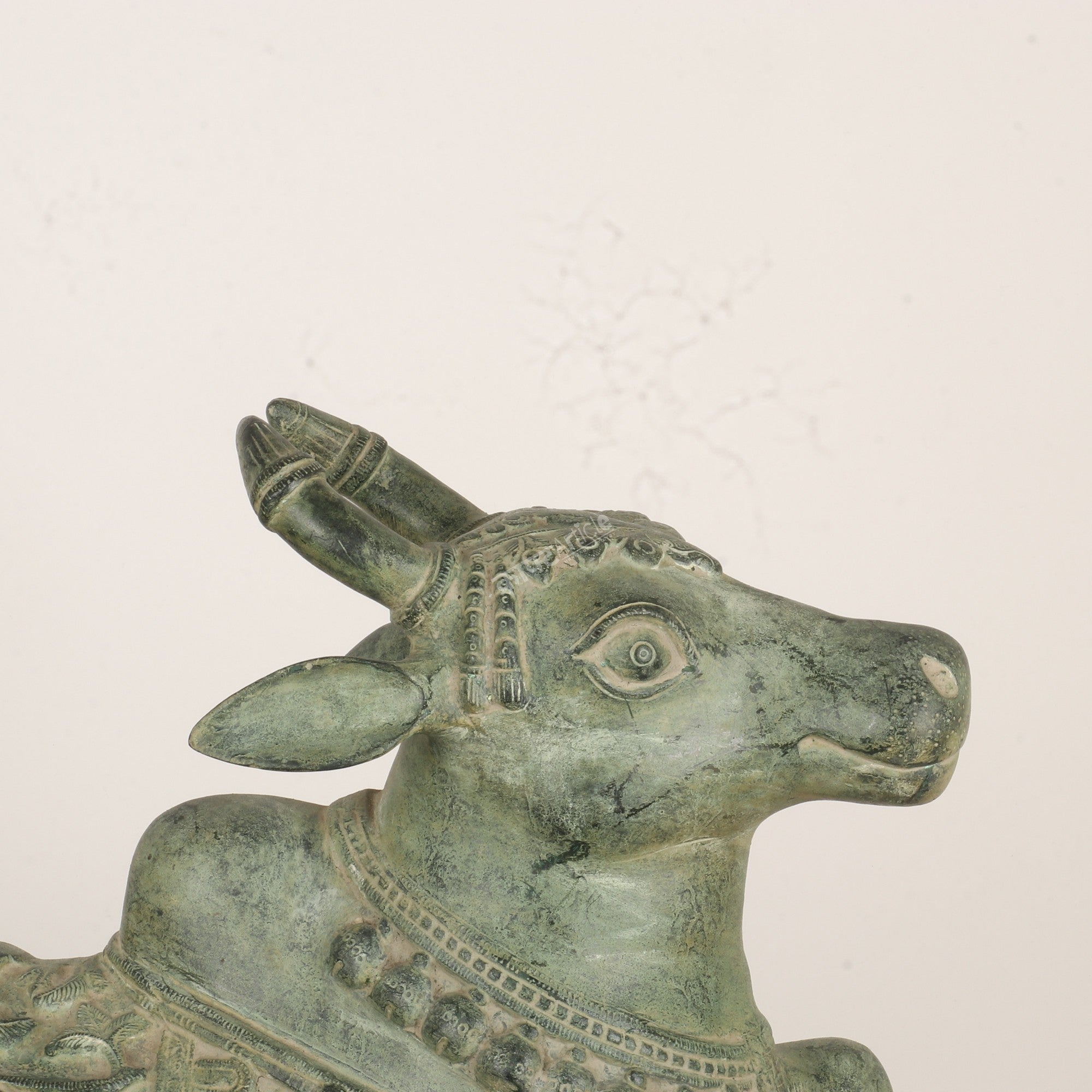 Brass Nandi Statue Vintage Green Finish