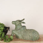 Brass Nandi Statue Vintage Green Finish