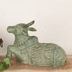 Brass Nandi Statue Vintage Green Finish