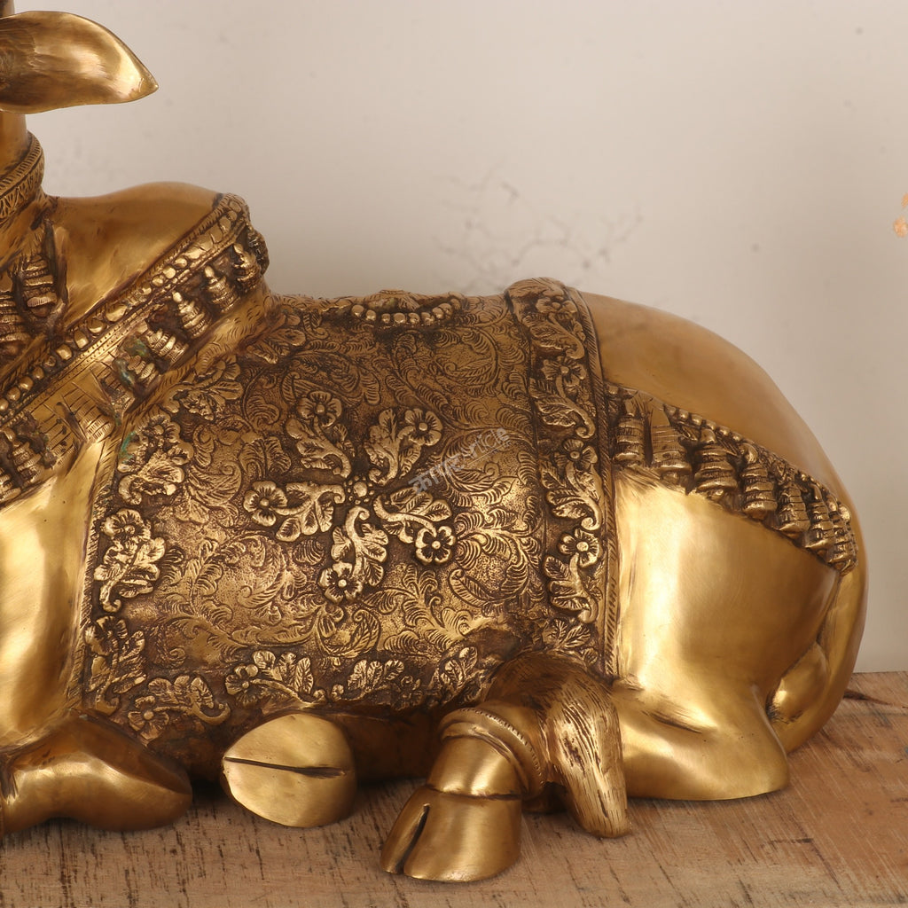 Brass Nandi Meditative Statue