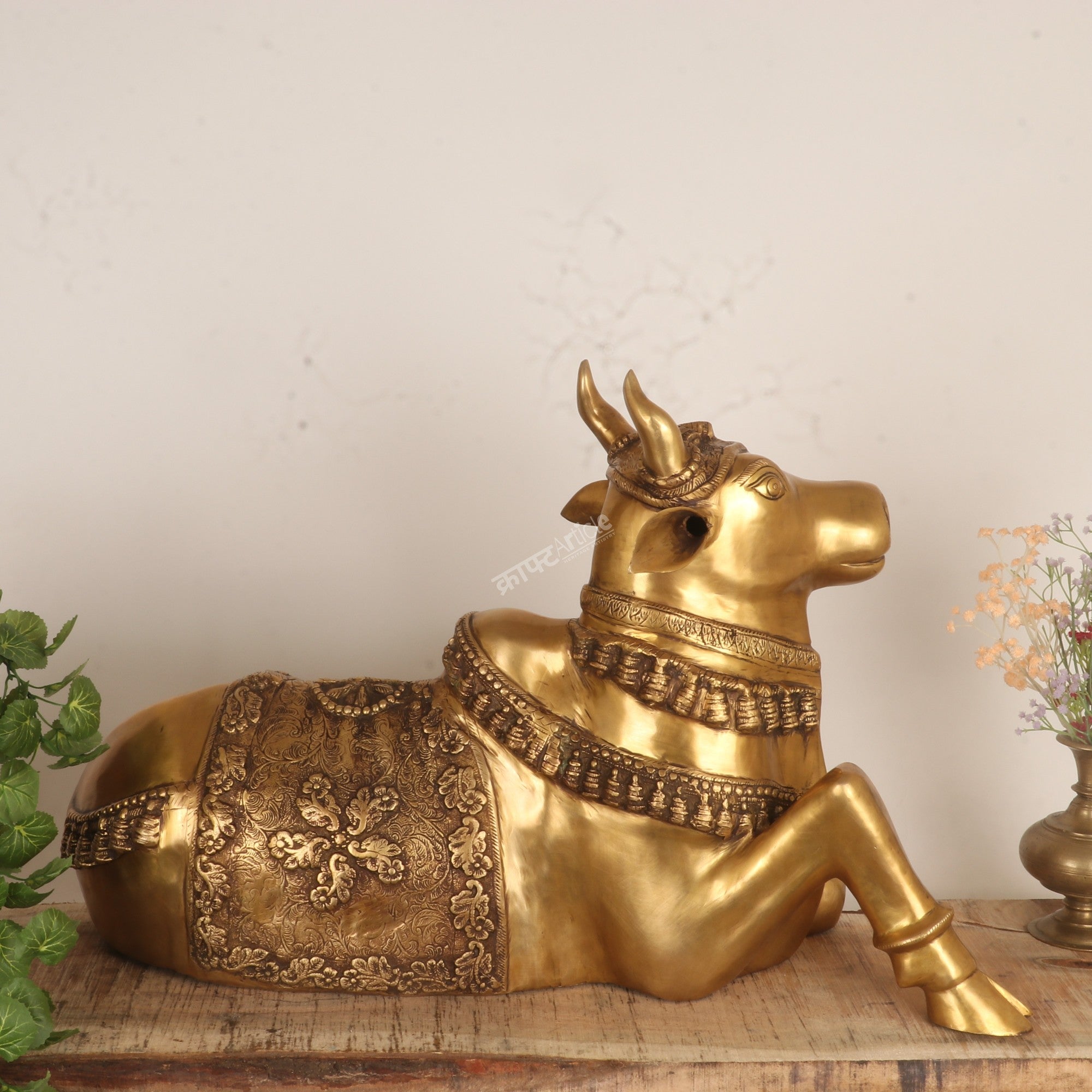Brass Nandi Meditative Statue