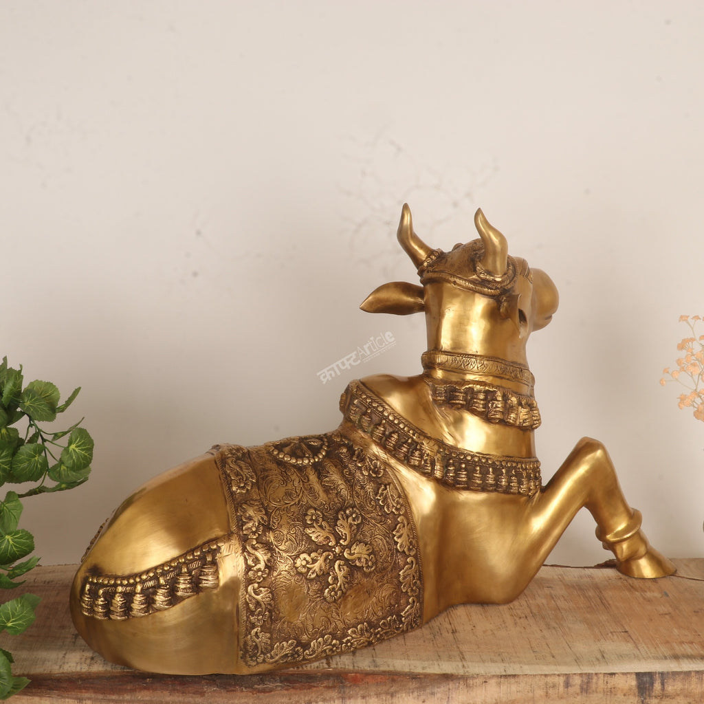 Brass Nandi Meditative Statue