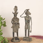 Tribal Dhokra Art Figurines – Man & Woman Sculpture