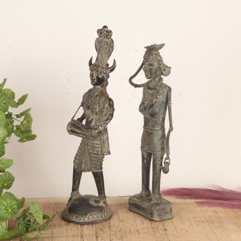 Tribal Dokra Art Figurines – Man & Woman Sculpture