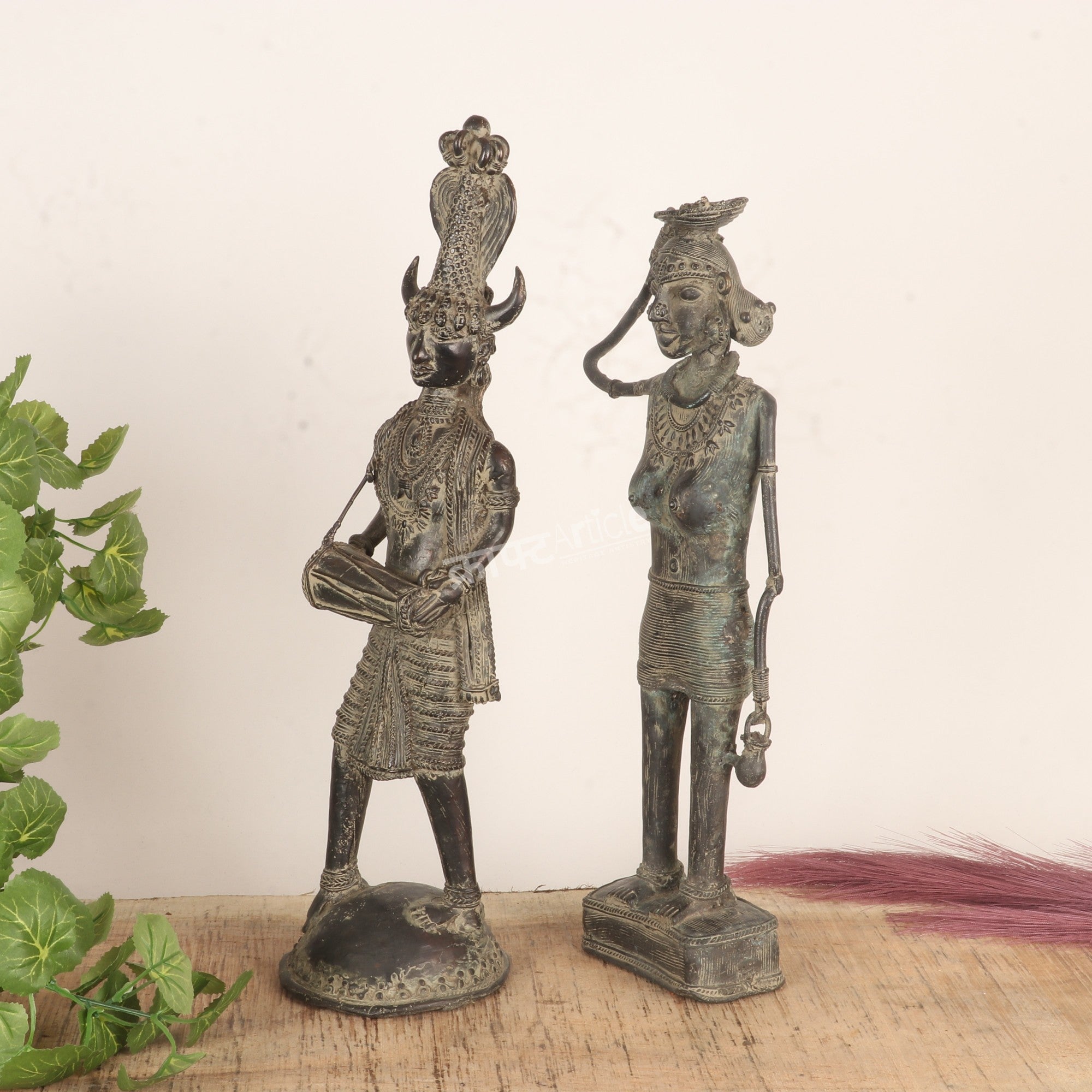 Tribal Dokra Art Figurines – Man & Woman Sculpture