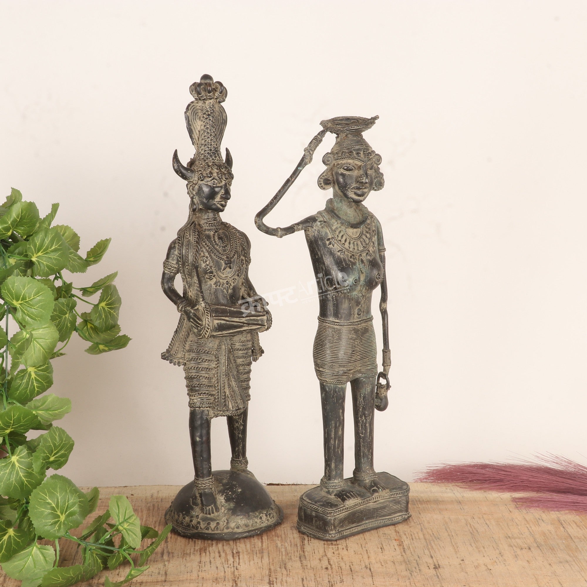 Tribal Dokra Art Figurines – Man & Woman Sculpture