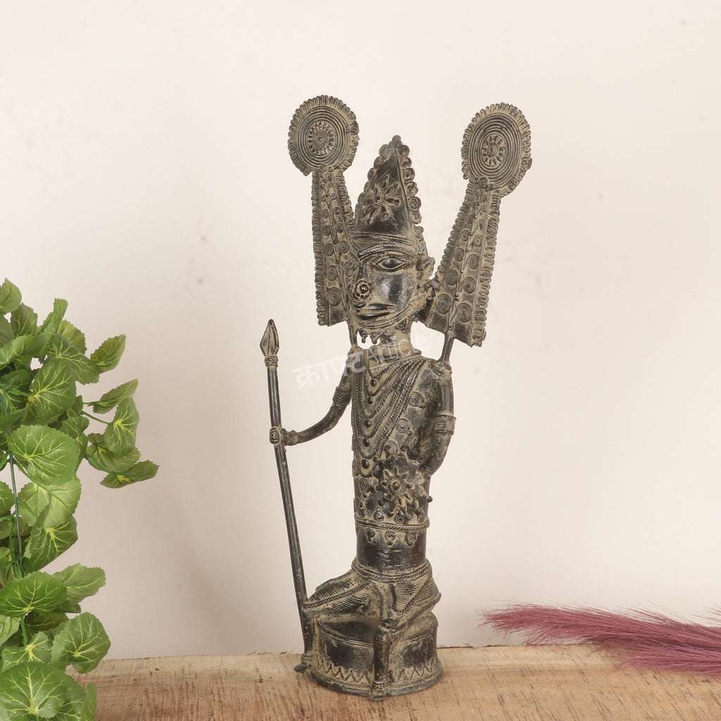 Tribal Guardian Deity – Dhokra Folk Art Sculpture