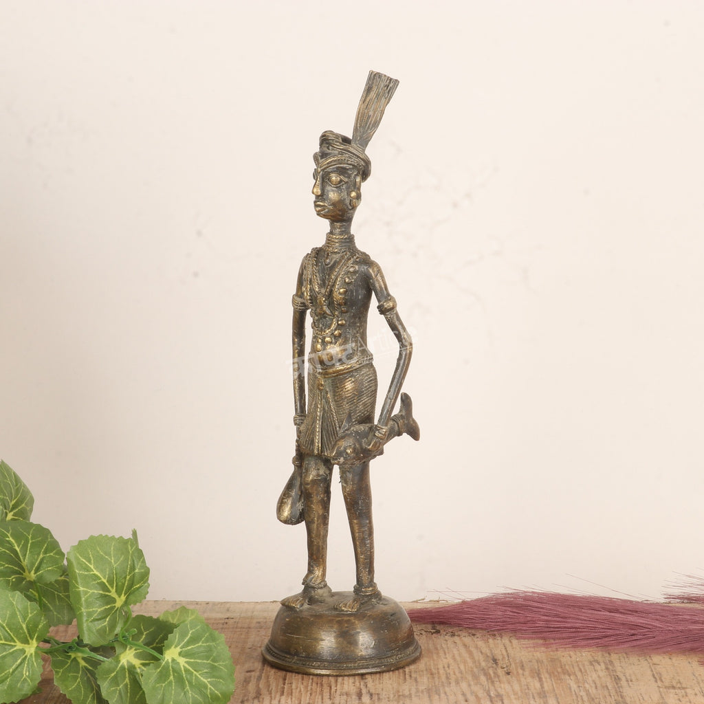 Tribal Man Hunter Warrior Figurine – Dhokra Tribal Art