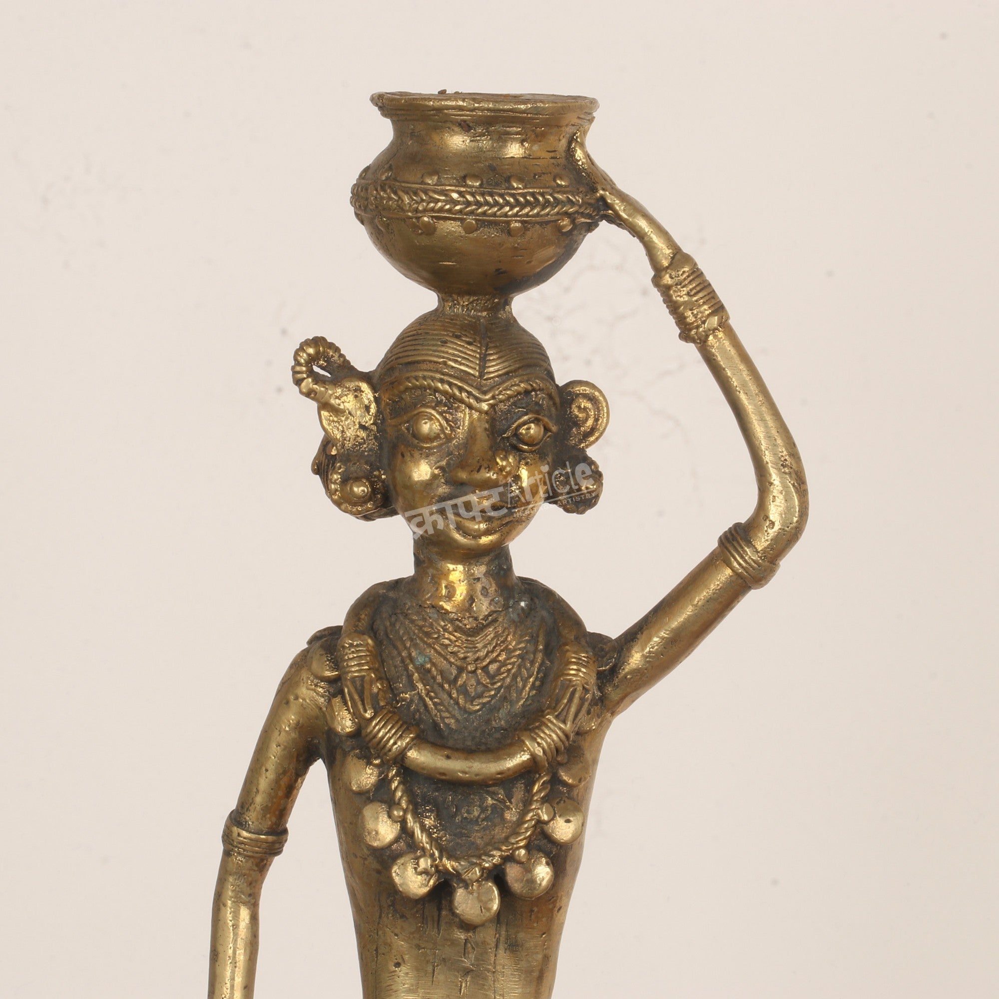 Tribal Woman Water Bearer Figurine – Dhokra Tribal Art