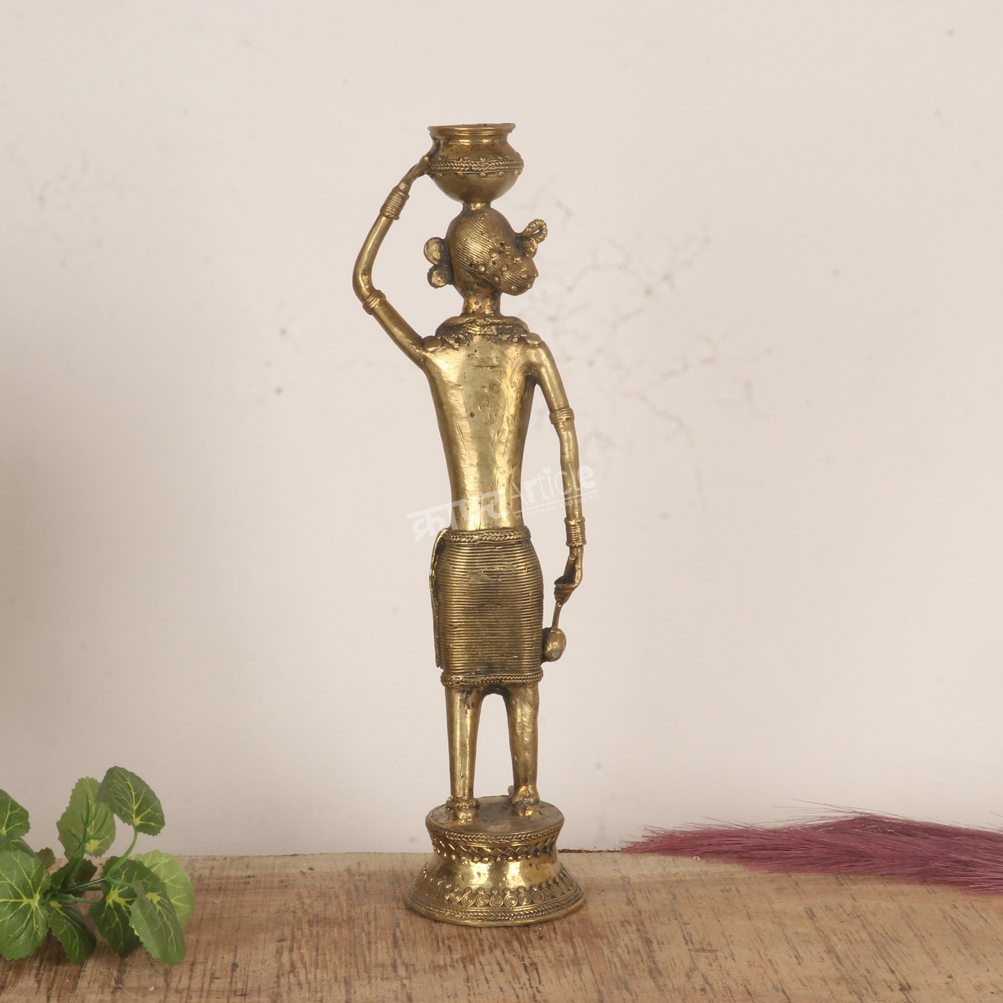 Tribal Woman Water Bearer Figurine – Dhokra Tribal Art