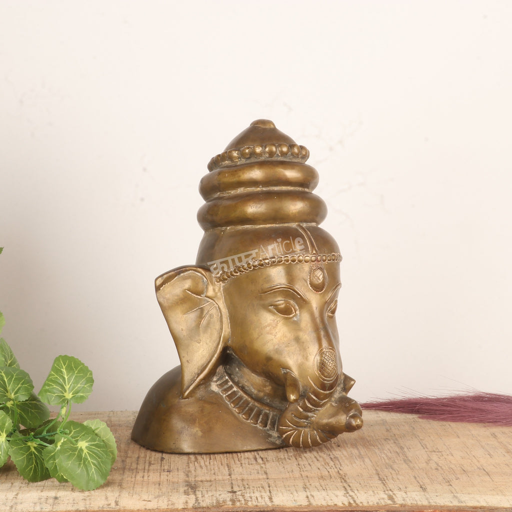 Brass Ganesh Bust Figurine