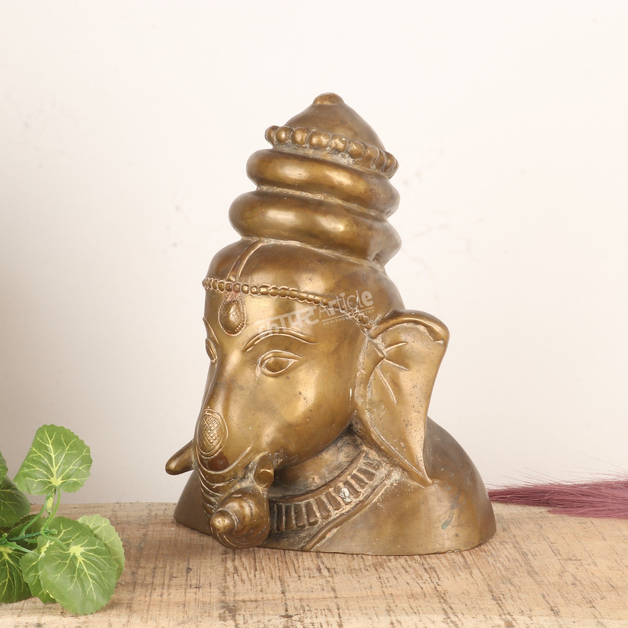 Brass Ganesh Bust Figurine