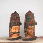 SHIVA GAURI WOODEN HEAD SCULPTURES