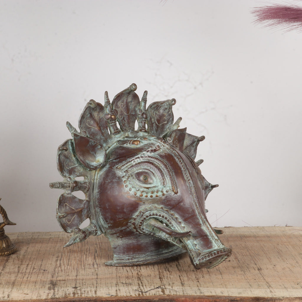 Brass Varaha Mask – Sacred Wall Hang & Table Décor Accent