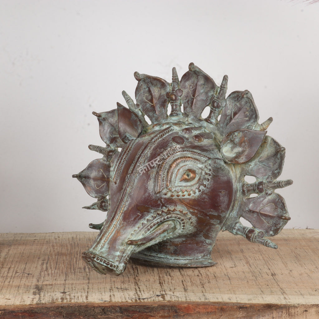 Brass Varaha Mask – Sacred Wall Hang & Table Décor Accent
