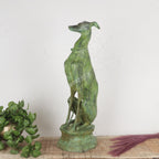 Vintage Brass Dog Statues – Timeless Elegance in Green Patina
