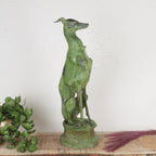 Vintage Brass Dog Statues – Timeless Elegance in Green Patina