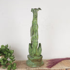Vintage Brass Dog Statues – Timeless Elegance in Green Patina